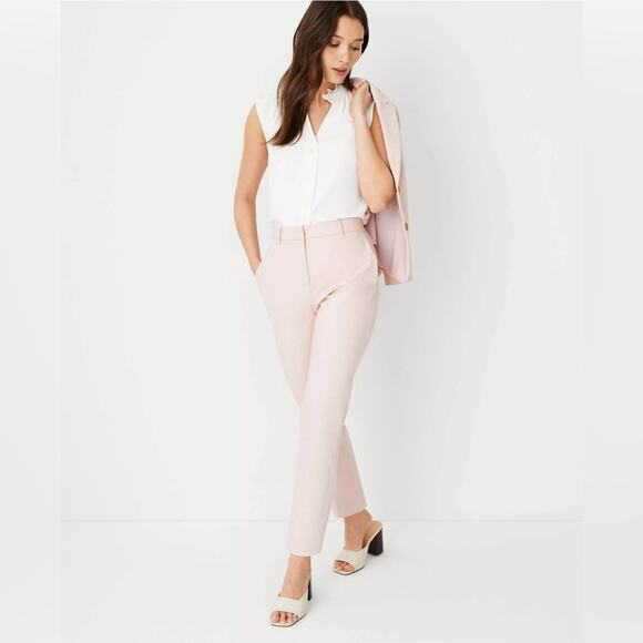 Ann Taylor Pants - Ann Taylor High Rise Stretch Cotton Ankle Trouser Pants | Light Pink | 12 Tall